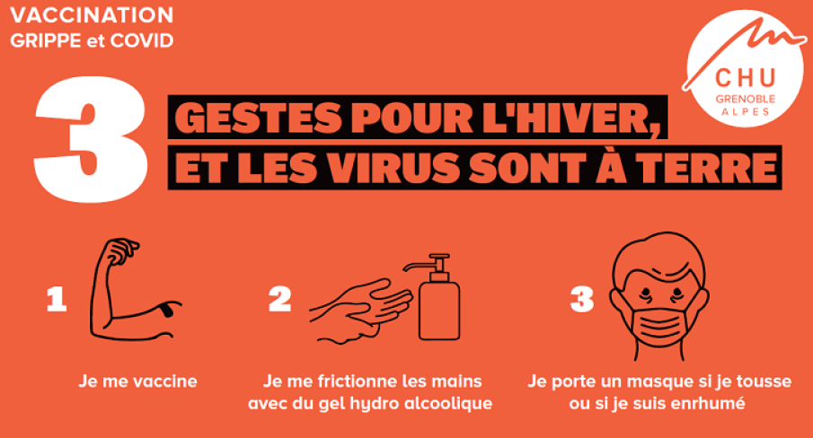 3 gestes pour l'hiver et les virus sont à terre ! Début de la campagne de vaccination grippe et Covid